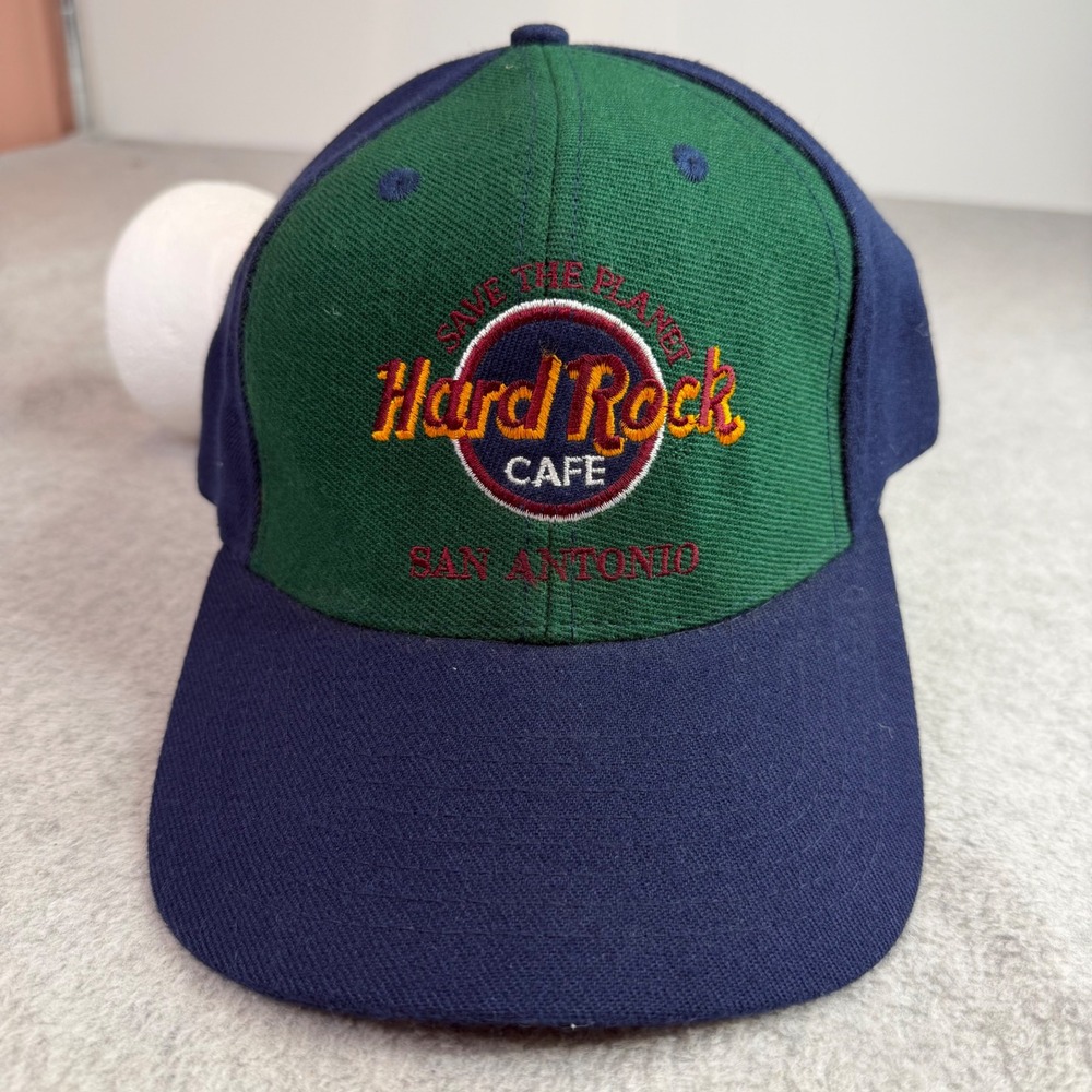 Vintage Hard Rock Cafe Hat Mens OSFA Navy Green San Antonio Snapback Cap